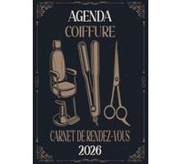 Agenda coiffure 2026: 1 page par jour | horaires 8h00 à 21h00 | Intervalle de 15 minutes | 4 colonnes | carnet de rendez-vous pour salon de coiffure | A4