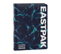 Agenda compatible con agenda Eastpak escolar 2025-2026, líquido azul - 13 meses para escuela secundaria y superior, cubierta acolchada dim. 12 x 16,5 + llavero silbato y bolígrafo multicolor