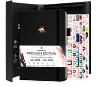 Agenda con fecha Clever Fox Ediciσn Premium - Planificador semanal 2023-2024 para planificar objetivos y gestionar el tiempo - Cuaderno planifica
