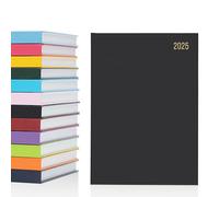 Agenda de 2025, tamaño A5, una página por día, con tapa dura, año completo, calendario diario, color negro (idioma español no garantizado)