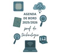 Agenda de bord 2025/2026 professeur de technologie : Cahier Relevé de Notes 16 Classes, Carnet de bord 2025-2026 prof de techno | Planificateur de cours, Semainier, Format A4.