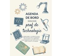 Agenda de bord 2025/2026 professeur de technologie : Cahier Relevé de Notes 16 Classes, Carnet de bord 2025-2026 prof de techno | Planificateur de cours, Semainier, Format A4.