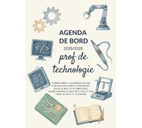 Agenda de bord 2025/2026 professeur de technologie : Cahier Relevé de Notes 16 Classes, Carnet de bord 2025-2026 prof de techno | Planificateur de cours, Semainier, Format A4.