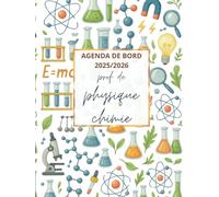 Agenda de Bord Enseignant 2025/2026 Prof de Physique Chimie: Cahier Relevé de Notes pour 18 Classes | Carnet de Bord Professeur de Physique Chimie 2025 2026 | Planificateur de Cours, Semainier | A4.