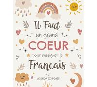 Agenda de Bord Enseignant de Français 2024/2025: Planificateur semainier et mensuel | une semaine sur deux pages | d'aout 2024 a juillet 2025 | 12 mois | cadeau fin d'année maitre professeur