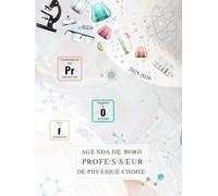 Agenda de bord professeur de Physique-chimie: Carnet de bord pour les enseignants, A4, semainier et mensuel, relié