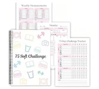 Agenda de desafíos suave de 75 objetivos, planificador de desafíos fácil y suave, paquete de diario editable, calendario semanal y mensual en espiral, cuaderno de notas para el trabajo diario, comida
