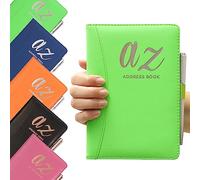 Agenda de direcciones telefónicas de la A a la Z, índice A-Z, tapa dura más bolígrafo, libreta de direcciones A5, para casa, oficina, trabajo (verde)
