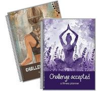 Agenda de Fitness "Reto Aceptado" - Diario de Ejercicio y Alimentación de 90 Días para el Bienestar y la Gratitud, Agenda de Reflexión Nocturna con Encuadernación en Espiral (2PCs)