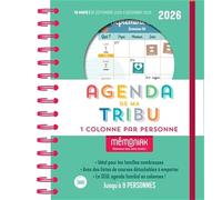 Agenda de ma tribu Mémoniak 2026 - une colonne par personne: 1 colonne par personne, de septembre 2025 à décembre 2026 (AGENDAS FAMILIAUX MEMONIAK)