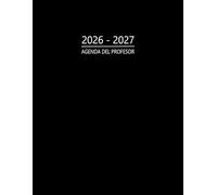 Agenda del profesor 2026-2027 A4: Planificador de clases semanal y mensual docente. Cuaderno profesorado Semana Vista. Libro para docentes. Idea de regalo para profesoras. Diseño negro simple