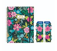 Agenda diaria 2024, cuaderno de espiral - Agenda semanal y mensual A5 para gestión, oficina o citas personales Jou(F)