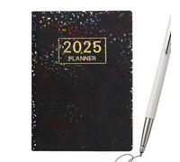 Agenda diaria 2025 - Agenda semanal y mensual, planificador de establecimiento de objetivos de diseño inglés, ligero, tamaño compacto, cuaderno simple ideal para cumpleaños, fechas significativas