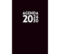 AGENDA DIARIA 2026-2030 - Planificador diario de 5 años (de 2026 a 2030) - Tamaño A5 (15x23cm) - Tapa blanda, color negro, estilo moderno - ... organizador anual y seguimiento de hábitos