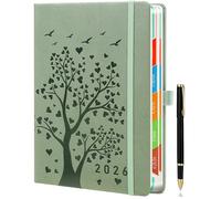 Agenda diaria 2026, tamaño A5, 1 día por página, agenda diaria, agenda de libros, planificador anual de enero a diciembre, con pestañas mensuales coloridas, diseño de árbol de corazones, incluye