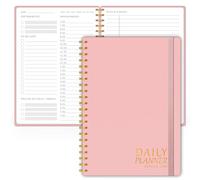 Agenda diaria con horarios por hora, cuaderno de lista de tareas sin fecha, encuadernado en espiral, 5.5 x 8.5 pulgadas, gestión de tareas y citas, suministros de oficina perfectos para mujeres, color