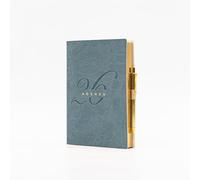 Agenda diaria Gold con bolígrafo - Cubierta de piel sintética, papel dorado, bolígrafo dorado incluido, colores surtidos, 10 x 15 cm (azul)