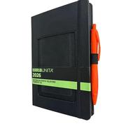 Agenda diaria lisa Pool Over 2026 F.to 21 x 15 cm F.to A5 negra Bloque fijo - páginas punteadas de 5 mm - Cubierta de piel sintética con bolsillo elástico para teléfono + bolígrafo retráctil y