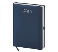 Agenda diaria pubblimania 2026 con elástico y portapluma, organizador de 15 x 21 cm para citas de oficina, hogar y trabajo profesional - Tapa dura (Azul con elástico)