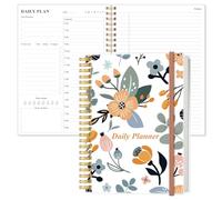 Agenda diaria sin fecha, cuaderno de lista de tareas B5, horarios por hora, planificador de citas en espiral para mujeres y hombres, tapa dura de PVC, bolsillo interior, cierre elástico, 7 x 10