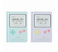 Agenda diaria sin fecha de 365 días, cuaderno de diseño de juego, organizador de bolsillo, libro de citas, cuaderno A6, mini diario lindo (verde + morado)