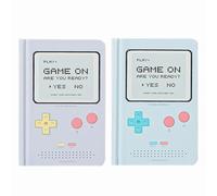 Agenda diaria sin fecha de 365 días, cuaderno de diseño de juego, organizador de bolsillo, libro de citas, cuaderno A6, mini diario lindo (morado + azul)