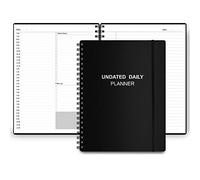 Agenda diaria sin fechas, agenda sin fecha con horarios, artículos de acción y seguimiento, cuaderno organizador diario A4 para aumentar la productividad, libro de citas para gestión del tiempo, 8.5 x