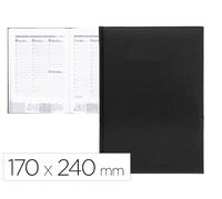 AGENDA ENCUADERNADA LIDERPAPEL CRETA 17X24 CM 2024 SEMANA VISTA COLOR NEGRO PAPEL 70 GR