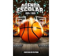 Agenda Escolar 2024-2025 A5: Planificador diaria, día por página, estudiante de primaria y secundaria, baloncesto