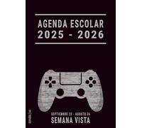 Agenda Escolar 2025-2026 Semana Vista A4: Español , Planificador Semanal 25-26 instituto Bachillerato Secundaria Chico , Septiembre a Agosto , Grande , Negro