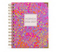 Agenda Escolar 2026-2027 Dos Días por Página A5 | Espiral Metálica + Goma Elástica | Planificación Mensual | 4 Idiomas | Agenda Curso Septiembre 2026 - Junio 2027 | Sweetcolor (Rosa puntos)