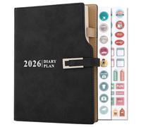 Agenda Escolar 2026, una página por día, tamaño A5, Agenda de citas anual 2026, una página por día, planificador diario mensual de 12 meses para escuela, familia y trabajo (negro)