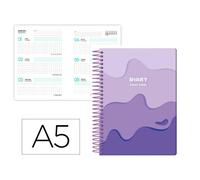 Agenda escolar 25-26 liderpapel espiral melting morado semana vista a5 bilingüe papelfsc 80 gr - LP600