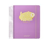 Agenda escolar antartik 25-26 espiral here and now morado dia pagina a5 bilingüe papel fsc 80 gr.