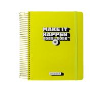 Agenda escolar antartik 25-26 espiral neon amarillo dia pagina a5 bilingüe papel fsc 80 gr.