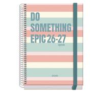 Dohe - Agenda Escolar 2026 2027 - Septiembre a Junio, Semana Vista, A5 (15x21 cm), Tapa Dura, Cierre de Espiral y Goma Elástica, 2 Páginas de Pegatinas, Español e Inglés - Epic