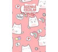 Agenda escolar: Gato Kawaii - Diaria | Para Primaria, Secundaria, Instituto, Universidad | Estudiantes, Niñas, Adolescentes | A5