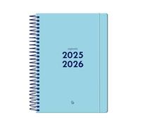 Agenda escolar liderpapel 25-26 espiral basic azul 2 dias pagina a5 bilingüe papel fsc 70 gr.