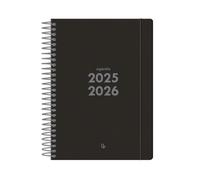 Agenda escolar liderpapel 25-26 espiral basic negro semana vista a5 bilingüe papel fsc 70 gr.