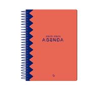 Agenda escolar liderpapel 25-26 espiral classic rojo dia pagina a5 bilingüe papel fsc 70 gr.