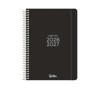 Agenda escolar liderpapel curso 2026-2027 espiral basic a5 bilingue 70g papel fsc (Negro, Día por págnia)