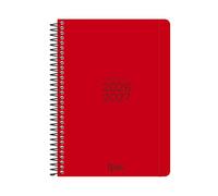 Agenda escolar liderpapel 26-27 espiral basic dia pagina a5 bilingue 70g papel fsc rojo - LP673