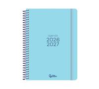 Agenda escolar liderpapel curso 2026-2027 espiral basic a5 bilingue 70g papel fsc (Turquesa, Semana Vista)