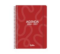 Agenda escolar liderpapel curso 2026-2027 espiral classic dia pagina a5 bilingue 70g papel fsc (Rojo)