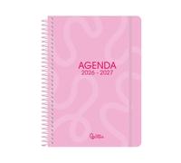 Agenda escolar liderpapel curso 2026-2027 espiral classic dia pagina a5 bilingue 70g papel fsc (Rosa)