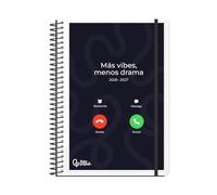 Agenda escolar liderpapel curso 2026-2027 espiral personalizable a5 bilingue 70g papel fsc. (A5 Día por Página)