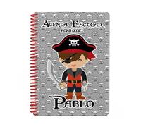 Agenda escolar personalizada con nombre. Ideal para el Colegio/Guardería. Vuelta AL Cole. Regalos Personalizados. Diferentes Modelos a Elegir (Pirata)