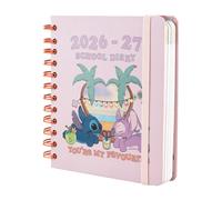 Grupo Erik Agenda escolar 2026 2027 Stitch - Agenda Dia por Pagina rosa para niñas de Primaria e Instituto [Curso 26/27 ] Con Anillas, Tapa dura, Pegatinas e Ilustraciones (14x16 cm)