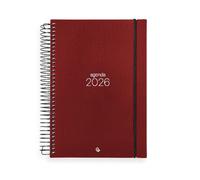 Agenda espiral liderpapel olbia a5 2026 dia pagina rojo papel 60 gr fsc.