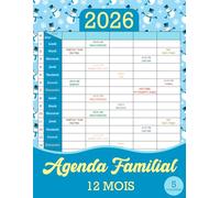 Agenda familial 2026: Organiseur 12 mois à 5 colonnes pour parents et enfants